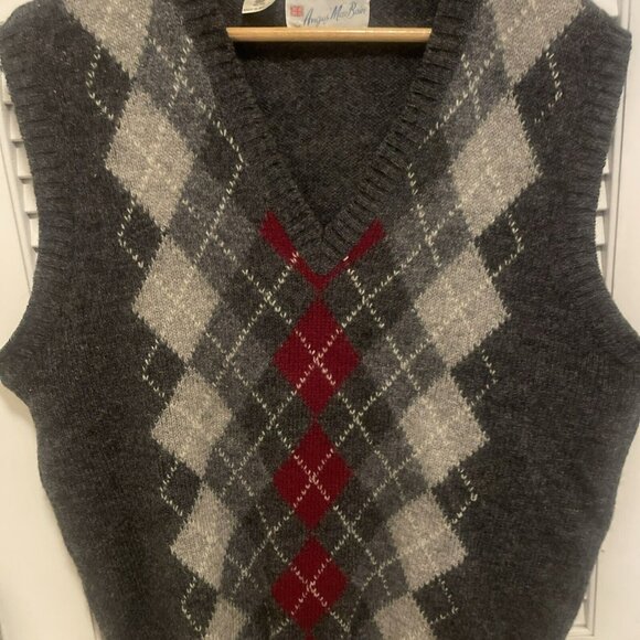 Vintage Men's Scottish Shetland 100% Wool Sweater L Vest Made in England - Picture 2 of 5